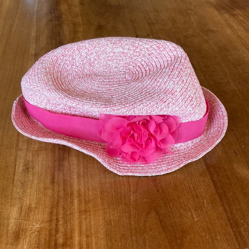 3/$20 pink fedora with flower. EUC.